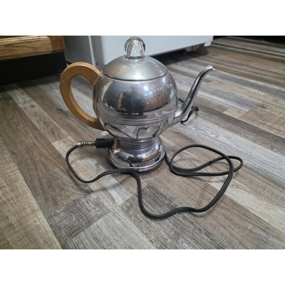 Vintage Art Deco Manning Bowman Chrome Coffee Percolator Wood Handle  4383 - Picture 2 of 7
